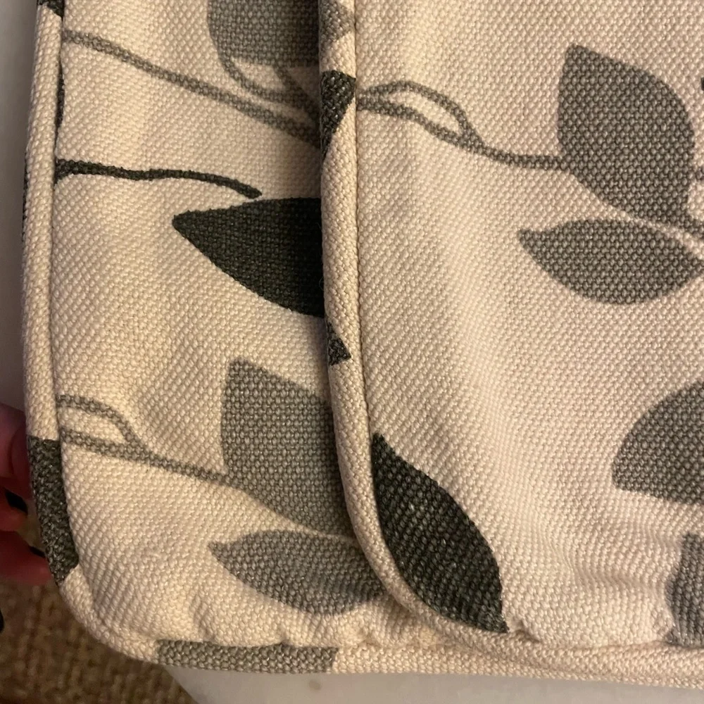 Crate&Barrel cotton/linen leaf print pillow covers